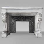 Statuary marble mantel with lion paws