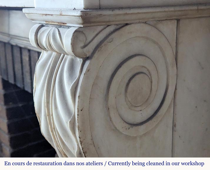 Statuary marble mantel with lion paws-8