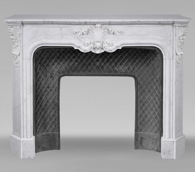 Jules CANTINI, Marseille, Napoleon III style mantel richly carved in Carrara marble-0