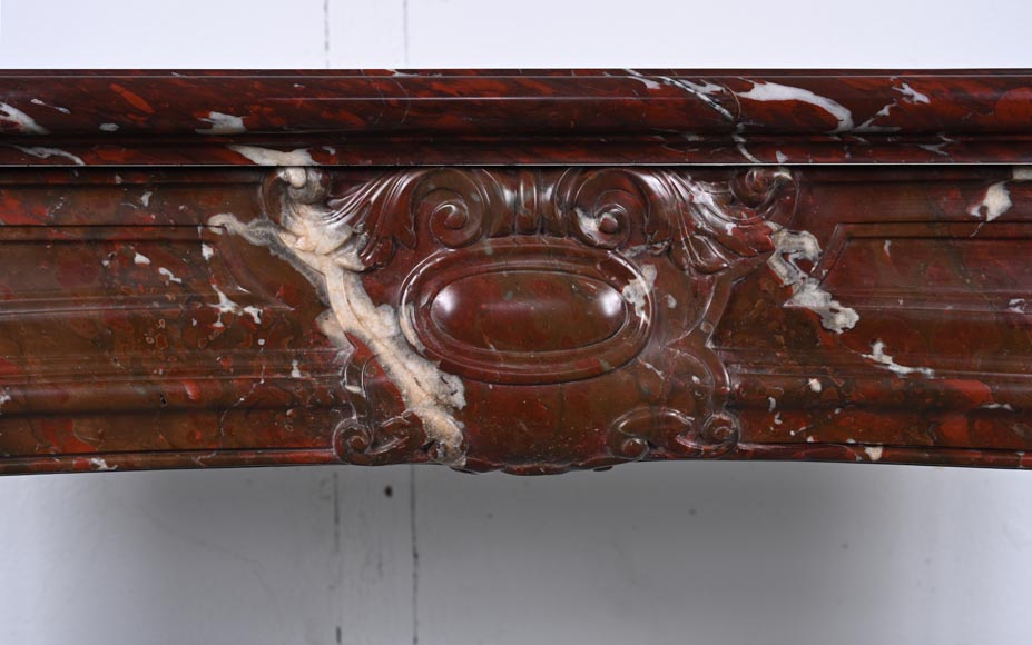 Regence style mantel carved in Griotte red marble-1