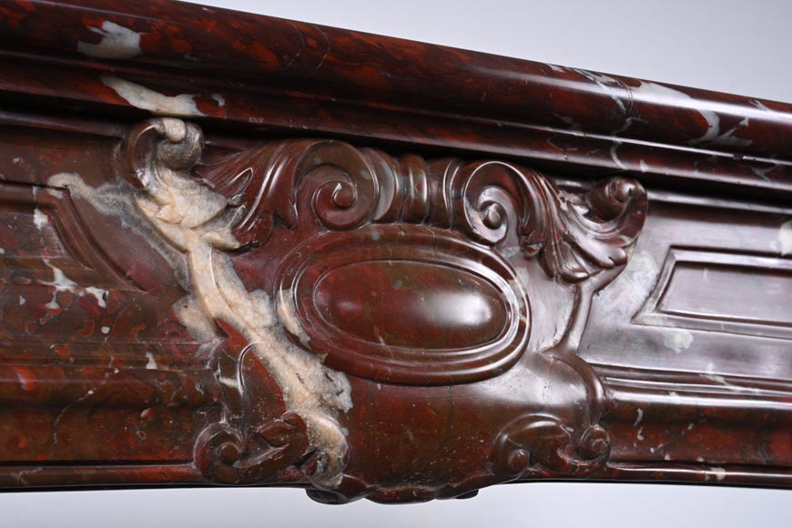 Regence style mantel carved in Griotte red marble-2