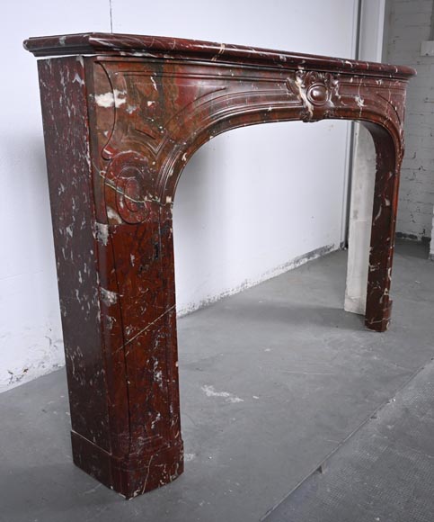 Regence style mantel carved in Griotte red marble-3