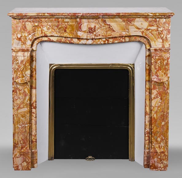 Regence style mantel in red and orange brèché marble-0