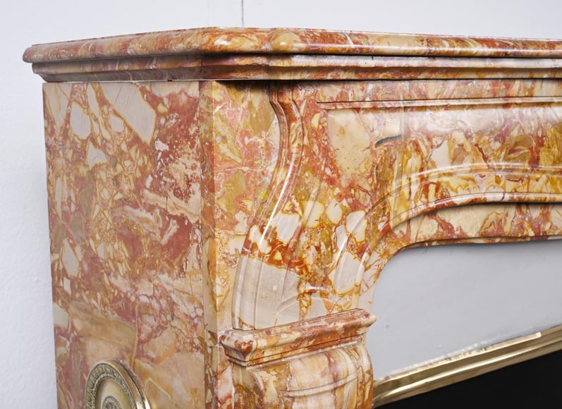 Regence style mantel in red and orange brèché marble-3