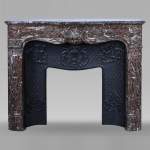 Louis XV style mantel with carved shell in Royal Red marble