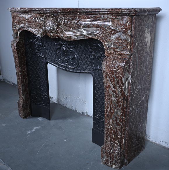 Louis XV style mantel with carved shell in Royal Red marble-8