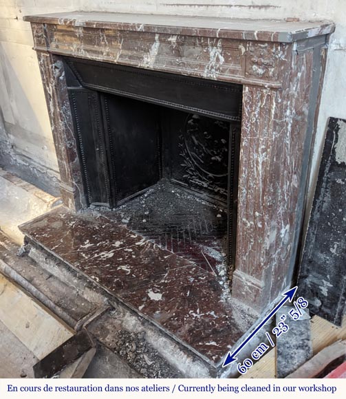 Louis XVI style mantel in Northern Red marble adorned with rosettes-5