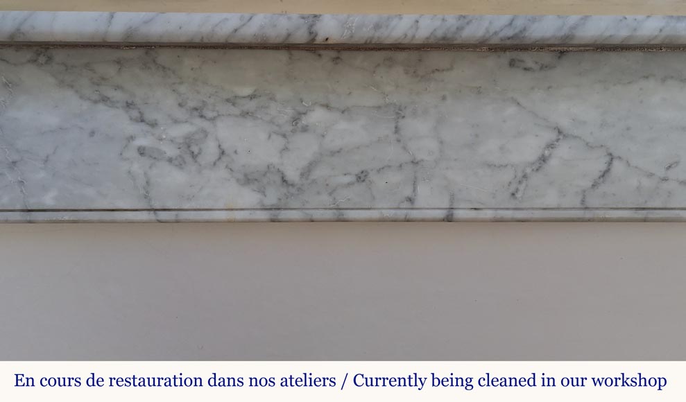 Louis XVI mantel in Carrara marble-1