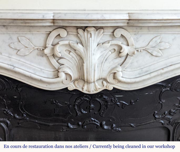 Louis XV style mantel in Carrara marble adorned with palmettes-1