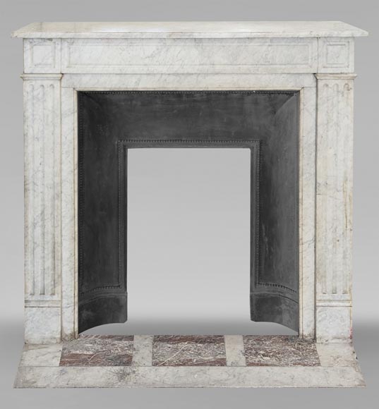Louis XVI style molded Carrara marble mantel-0