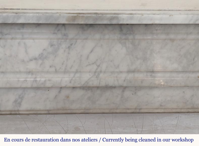 Louis XVI style molded Carrara marble mantel-1