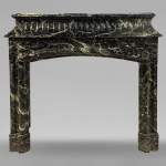 Louis XIV style mantel with acroterions in Vert de Mer marble