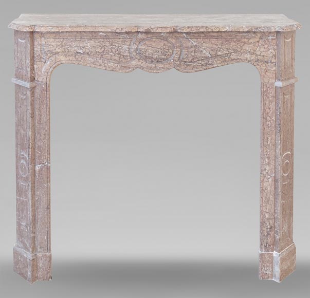 Louis XV style Pompadour mantel in red Campan marble-0