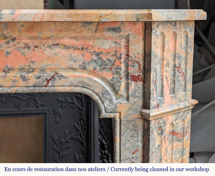 Louis XV style Pompadour mantel in Enjugerais marble-6