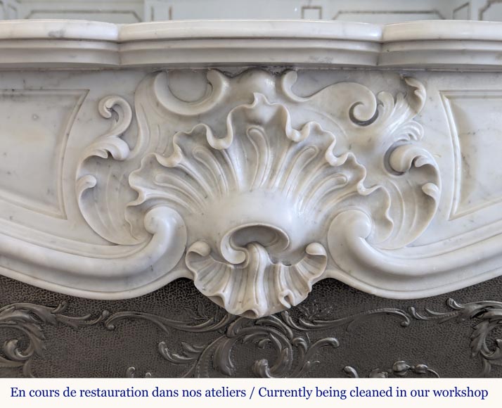 Louis XV style mantel in Carrara marble-1