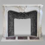 Louis XV style Carrara marble mantel with shell design