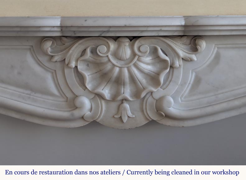 Louis XV style Carrara marble mantel with shell design-1