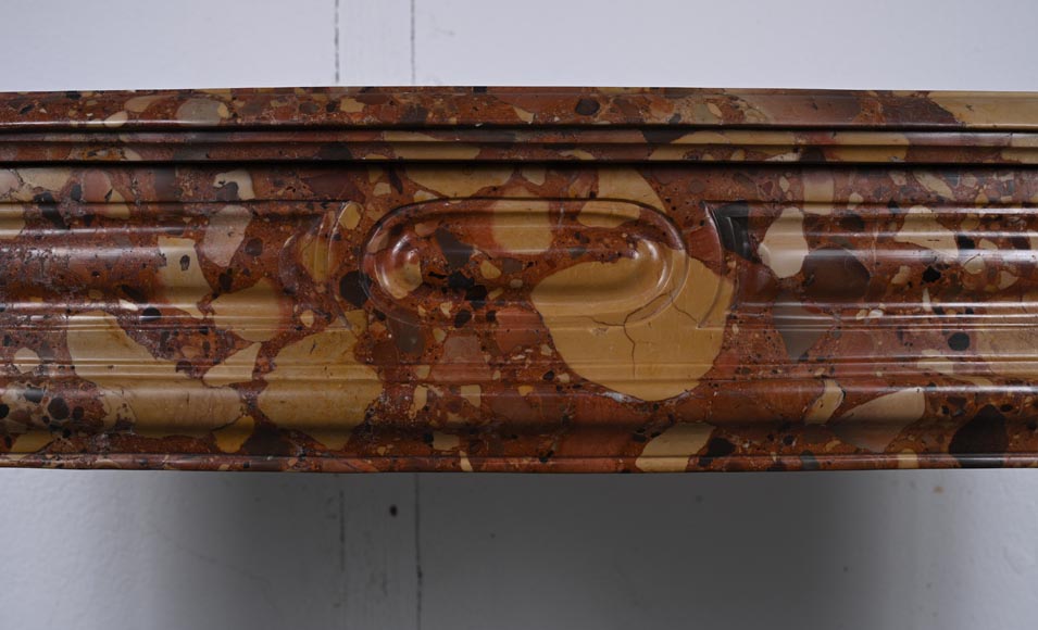 Louis XV style Pompadour curved mantel in Aleppo Breche-1