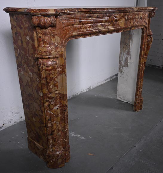 Louis XV style Pompadour curved mantel in Aleppo Breche-2