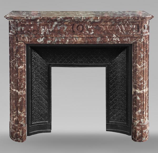 Louis XVI style mantel in Rouge du Nord marble-0