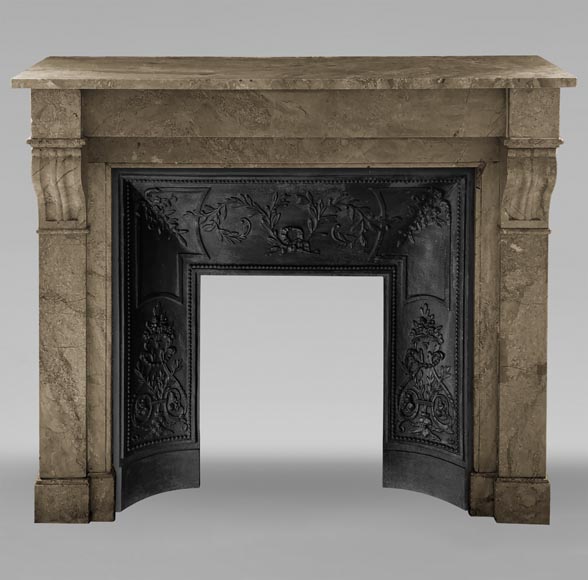Napoleon III style mantel with modillions in Lunel marble-0