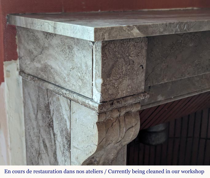 Napoleon III style mantel with modillions in Lunel marble-3