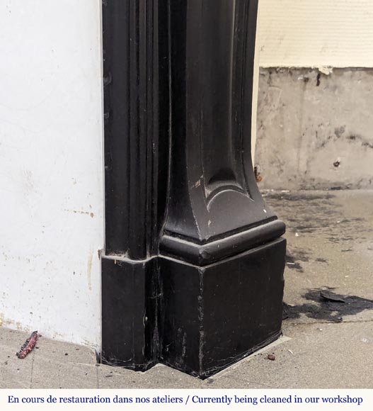 Louis XV style mantel with carved shell in fine black marble-8