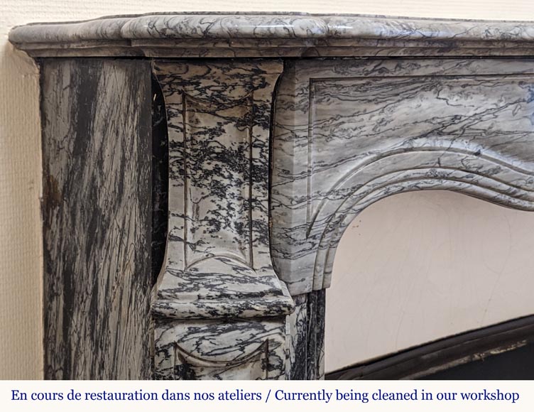 Louis XV style Pompadour mantel in Bleu Fleuri marble-3