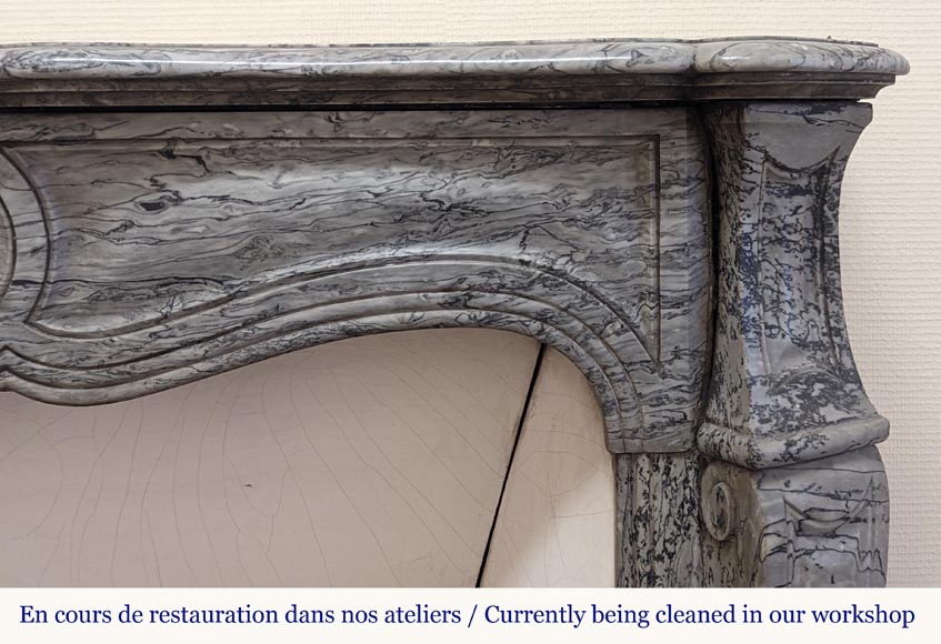 Louis XV style Pompadour mantel in Bleu Fleuri marble-6