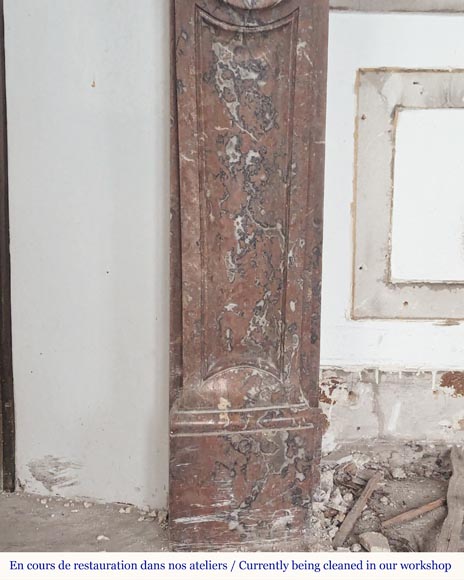 Louis XV style mantel in Rouge du Nord marble adorned with a shell motif-8