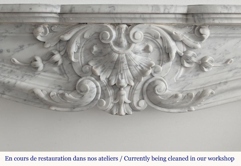 Louis XV style mantel in veined Carrara marble-1