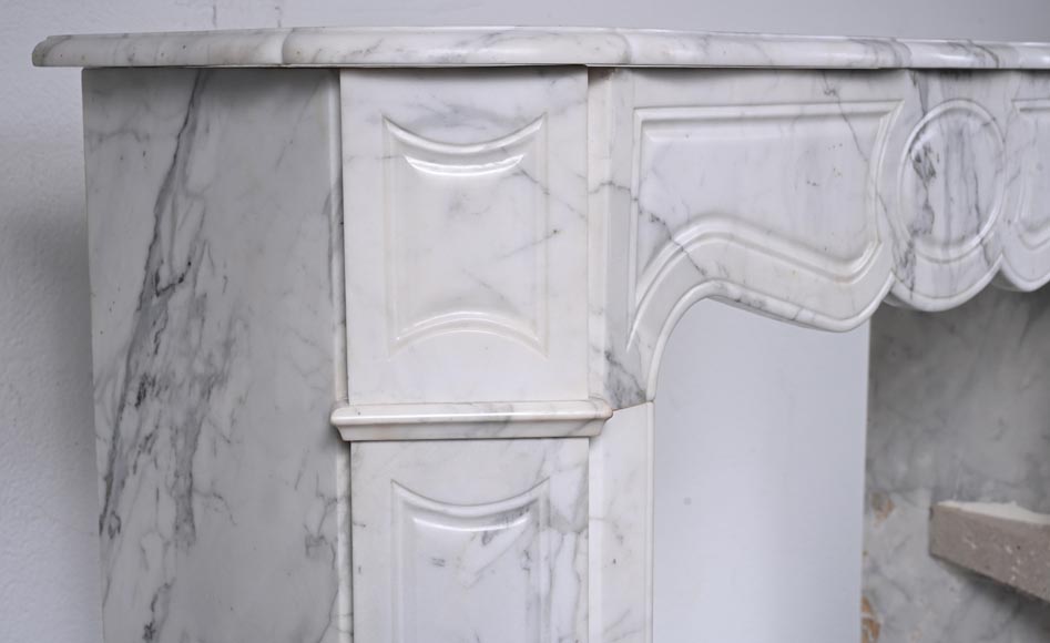 Louis XV style Pompadour mantel in Arabescato marble-3