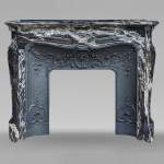 Louis XV style Pompadour mantel in black Marquina marble