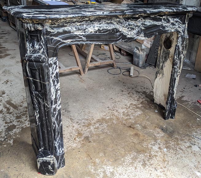 Louis XV style Pompadour mantel in black Marquina marble-2