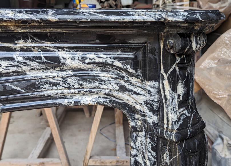 Louis XV style Pompadour mantel in black Marquina marble-6