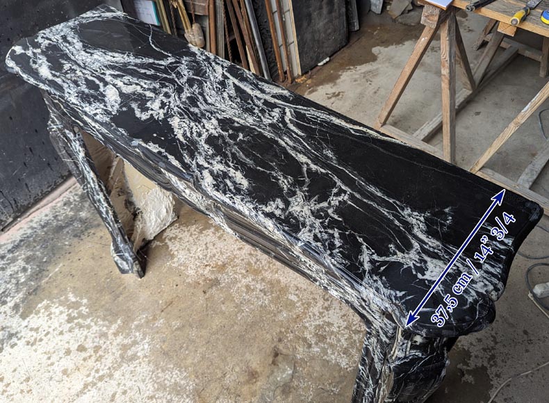 Louis XV style Pompadour mantel in black Marquina marble-8
