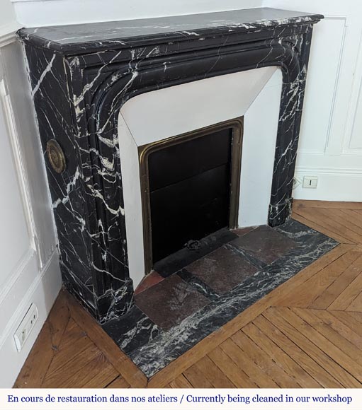 Louis XIV style mantel in Marquina marble-2