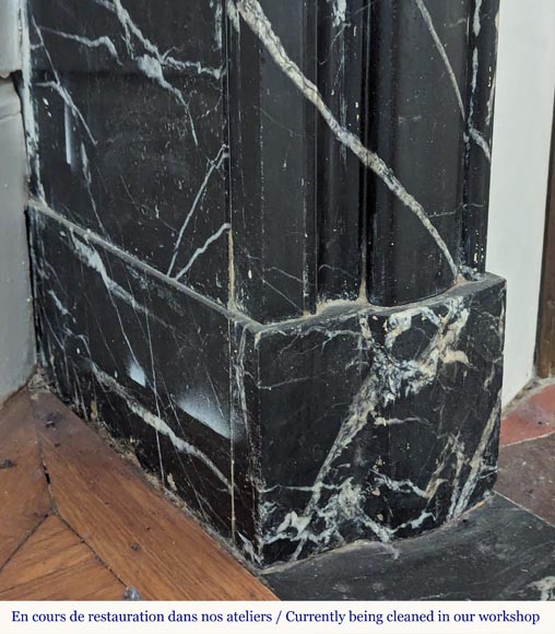 Louis XIV style mantel in Marquina marble-4