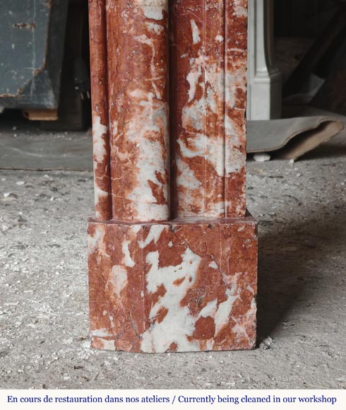 Louis XIV style Bolection mantel in red Languedoc marble-7