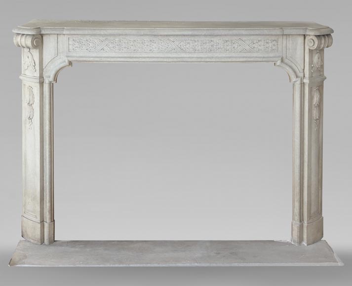 Napoleon III style stone mantel adorned with a holly frieze-0