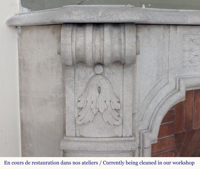 Napoleon III style stone mantel adorned with a holly frieze-3