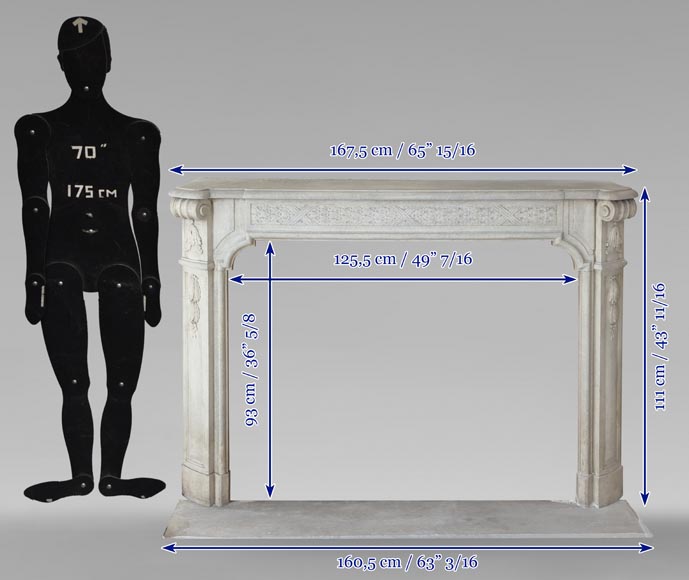 Napoleon III style stone mantel adorned with a holly frieze-11