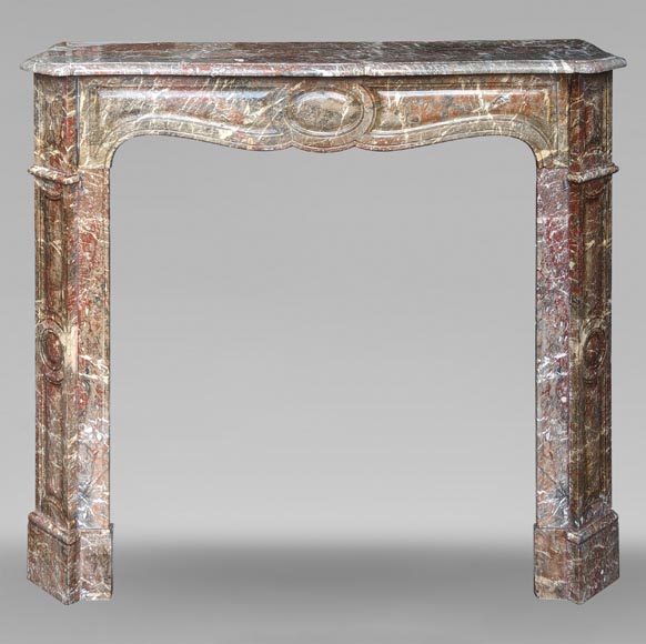 Louis XV style Pompadour mantel in Rouge du Nord marble-0