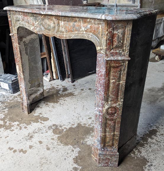 Louis XV style Pompadour mantel in Rouge du Nord marble-5