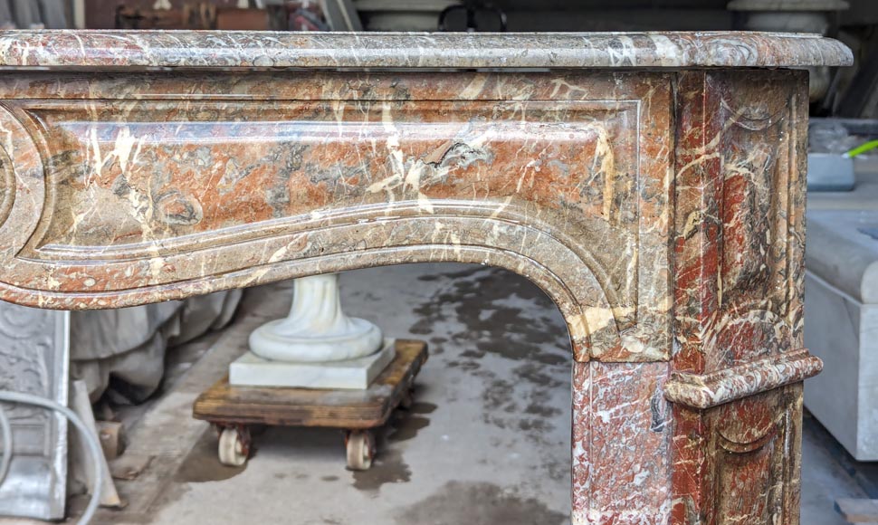 Louis XV style Pompadour mantel in Rouge du Nord marble-6