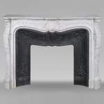 Louis XV style Carrara marble mantel with palmette motif