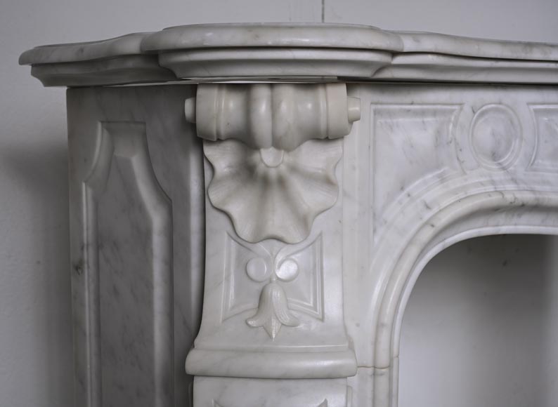 Louis XV style Carrara marble mantel with palmette motif-4