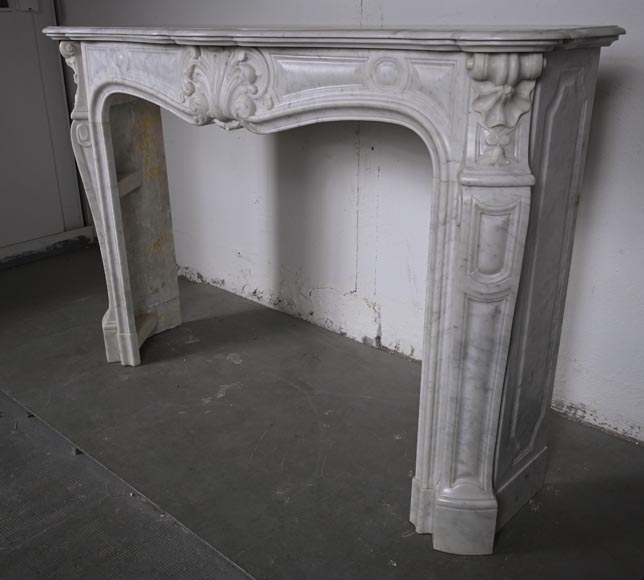 Louis XV style Carrara marble mantel with palmette motif-6