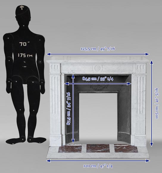 Louis XVI style mantel in Carrara marble adorned with a sunflower-10