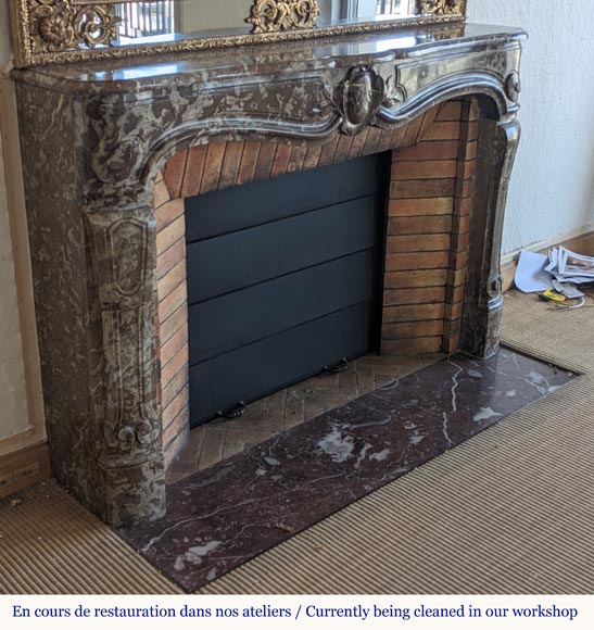 Louis XV period mantel in Rouge du Nord marble-4